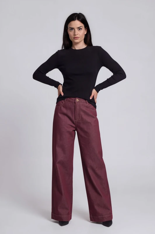 Blouse Rib Basic Long-Sleeve 
