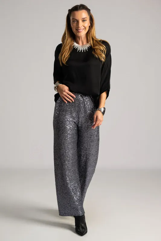 Blouse Rib Neckline Monochrome