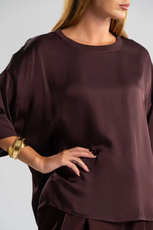 Blouse Rib Neckline Monochrome