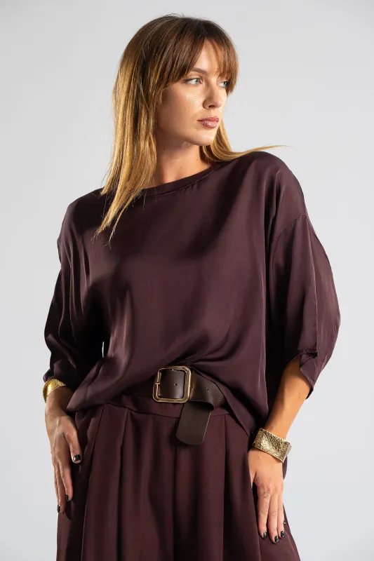 Blouse Rib Neckline Monochrome