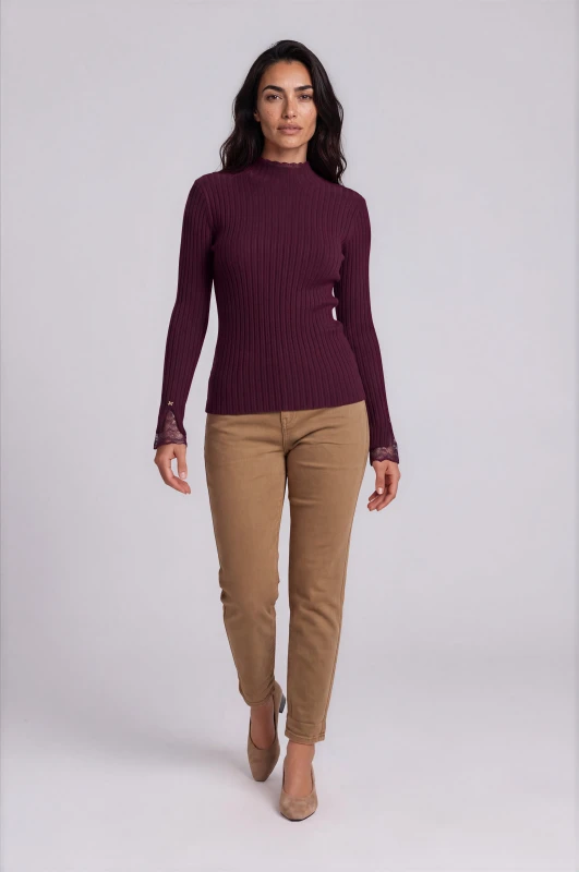 Blouse Ribbed With Lace