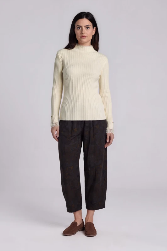 Blouse Ribbed With Lace