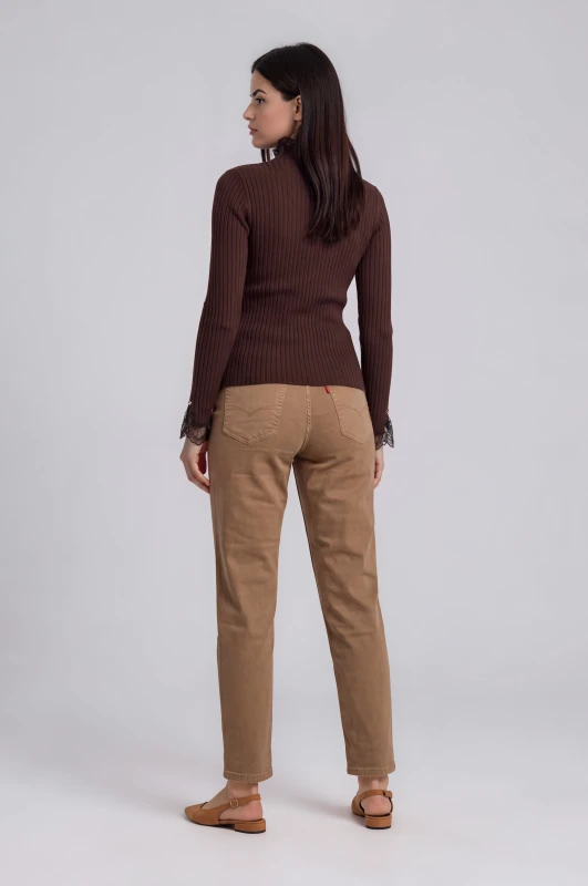 Blouse Ribbed With Lace