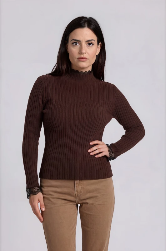 Blouse Ribbed With Lace