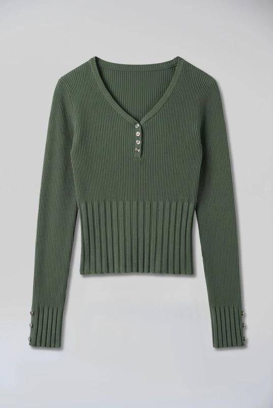 Top Ribbed V-Neck