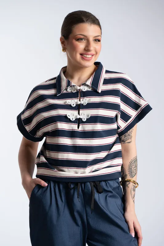 Μπλούζα Ριγέ Ιδιαίτερο Κούμπωμα