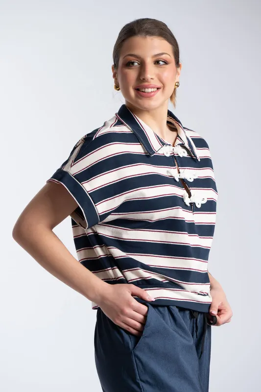 Μπλούζα Ριγέ Ιδιαίτερο Κούμπωμα