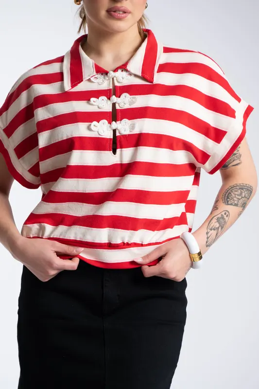 Μπλούζα Ριγέ Ιδιαίτερο Κούμπωμα