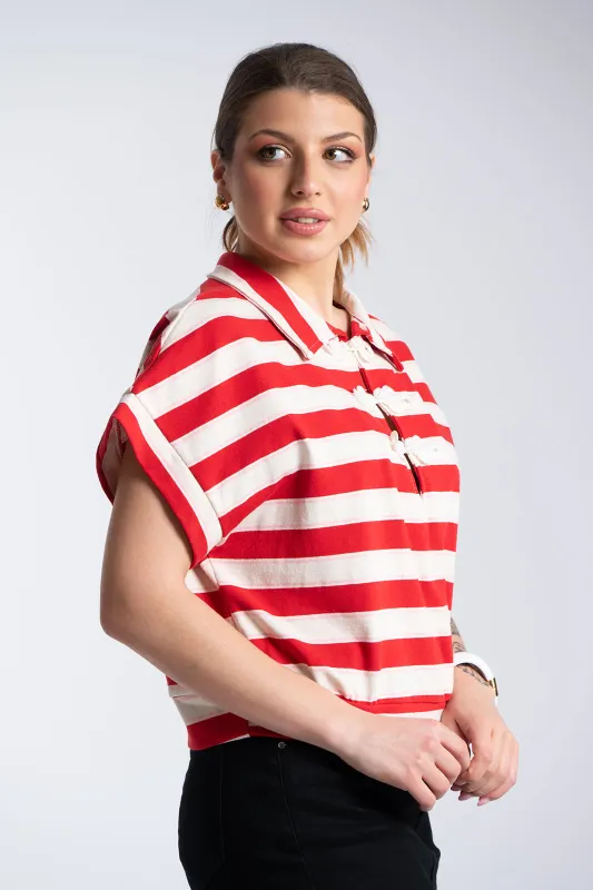 Μπλούζα Ριγέ Ιδιαίτερο Κούμπωμα