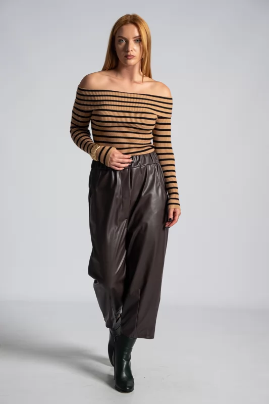Blouse Stripes Off Shoulder