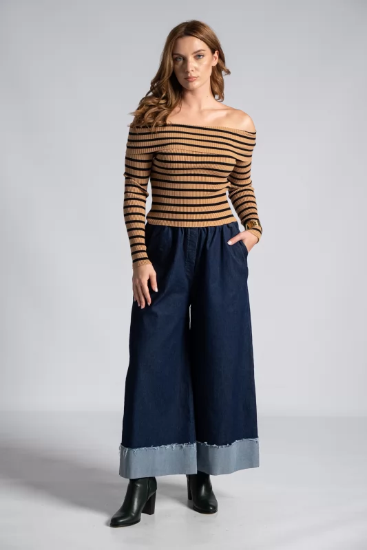 Blouse Stripes Off Shoulder