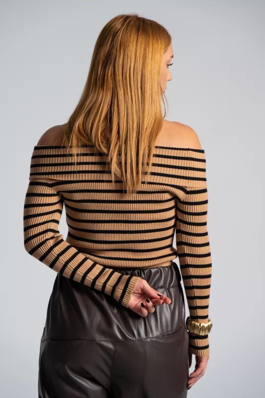 Blouse Stripes Off Shoulder