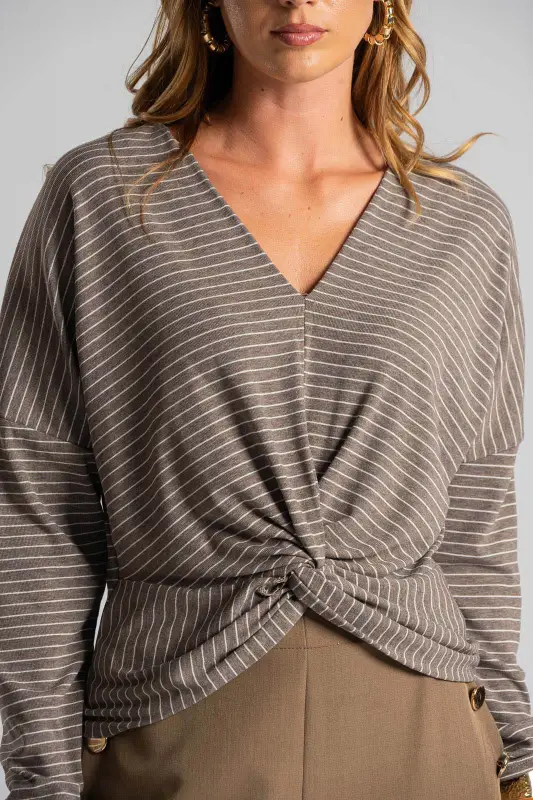 Blouse Stripe Twist Detail