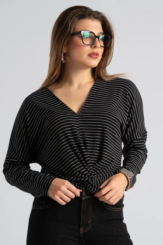 Blouse Stripe Twist Detail