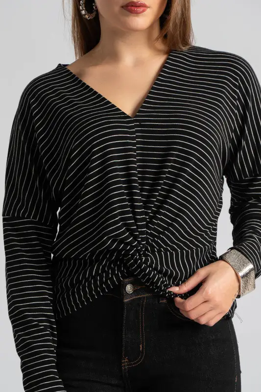Blouse Stripe Twist Detail