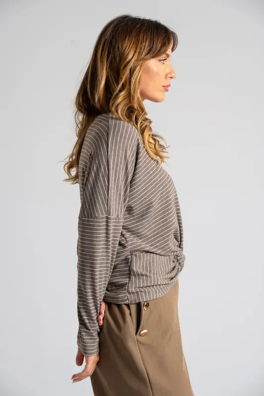 Blouse Stripe Twist Detail