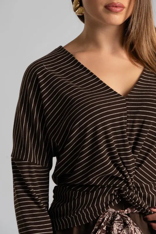 Blouse Stripe Twist Detail
