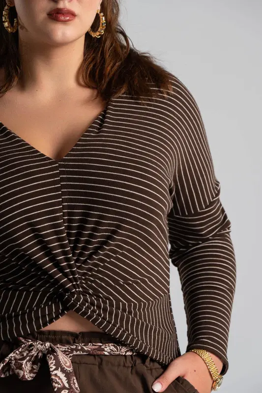 Blouse Stripe Twist Detail