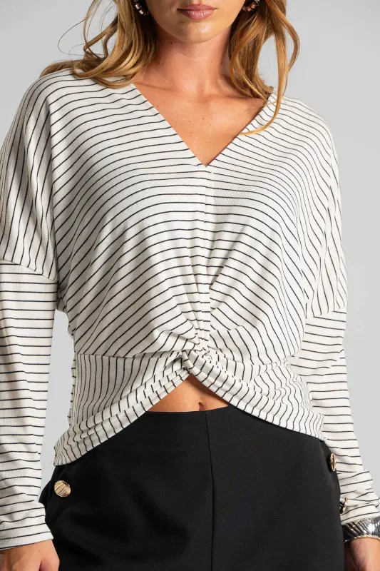 Blouse Stripe Twist Detail