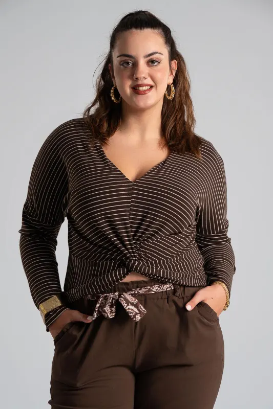 Blouse Stripe Twist Detail