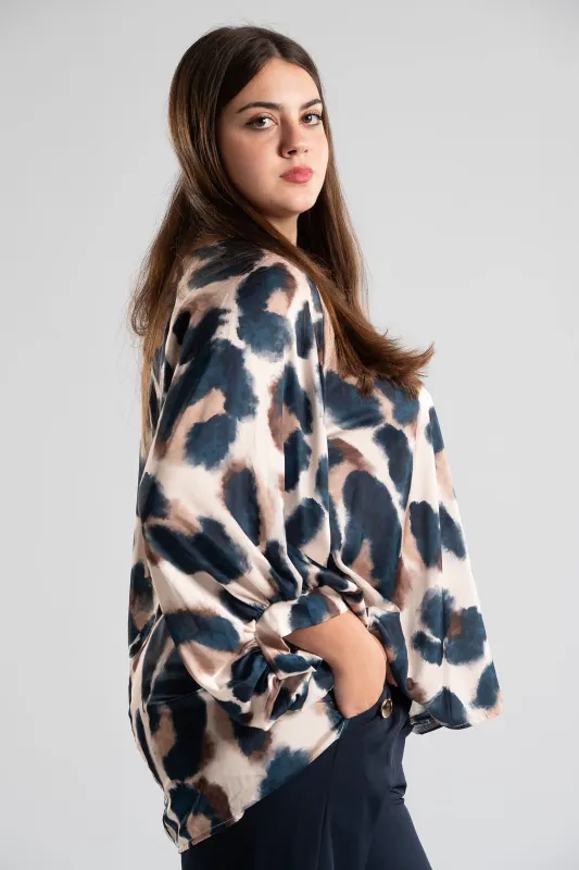 Satin Blouse Balloon Sleeves 