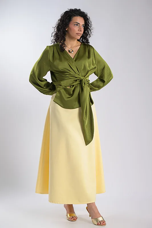 Satin Blouse Wrap Bow