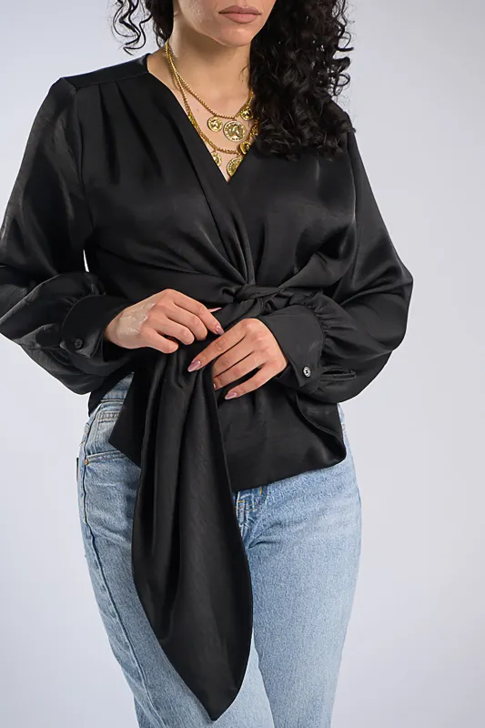 Satin Blouse Wrap Bow