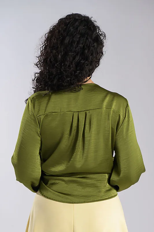 Satin Blouse Wrap Bow