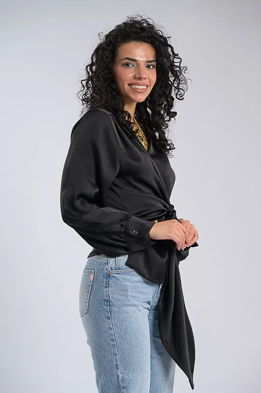 Satin Blouse Wrap Bow