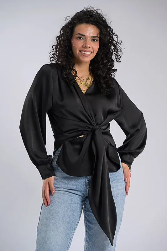 Satin Blouse Wrap Bow