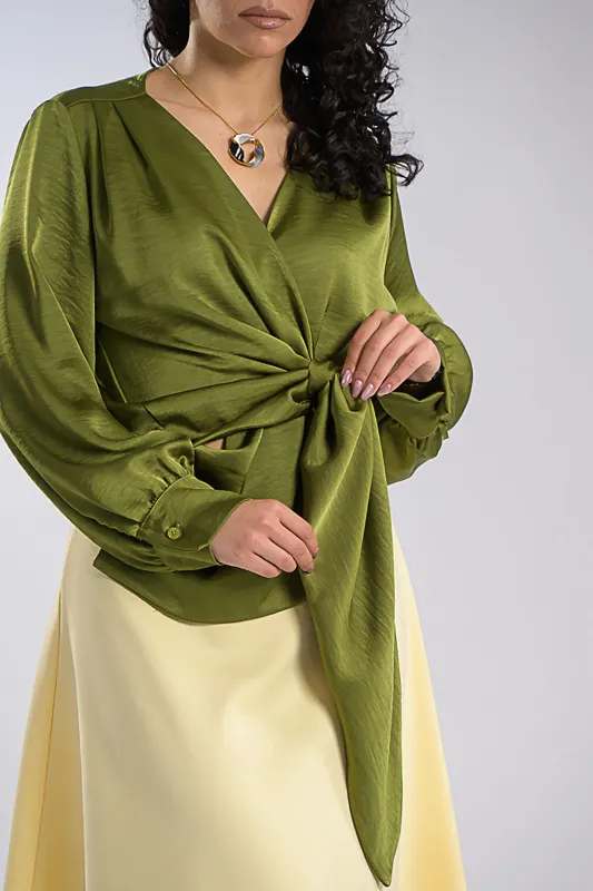 Satin Blouse Wrap Bow
