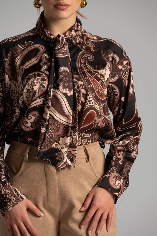 Μπλούζα Σατέν Λαχούρ Δέσιμο