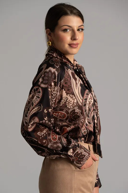 Μπλούζα Σατέν Λαχούρ Δέσιμο