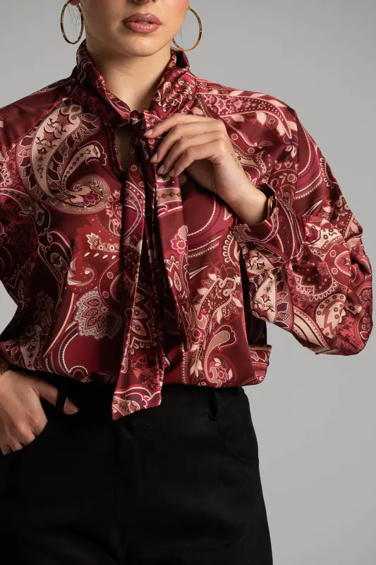 Μπλούζα Σατέν Λαχούρ Δέσιμο