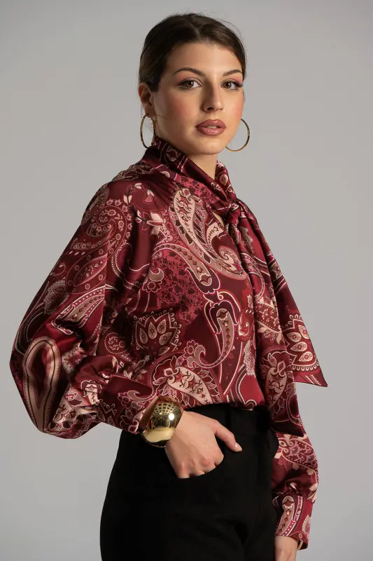 Μπλούζα Σατέν Λαχούρ Δέσιμο