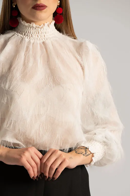 Blouse Honeycomb Neckline