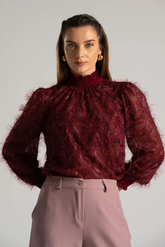 Blouse Honeycomb Neckline