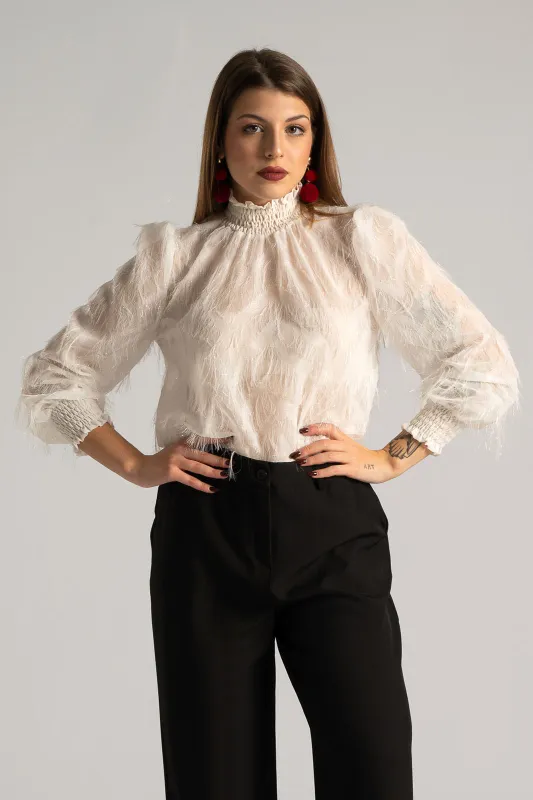 Blouse Honeycomb Neckline