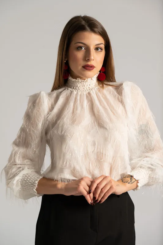 Blouse Honeycomb Neckline