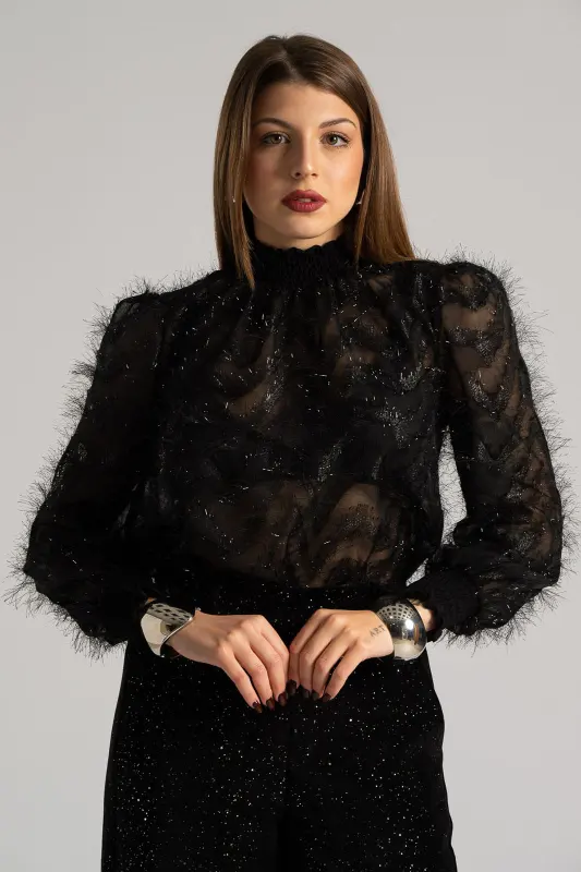 Blouse Honeycomb Neckline