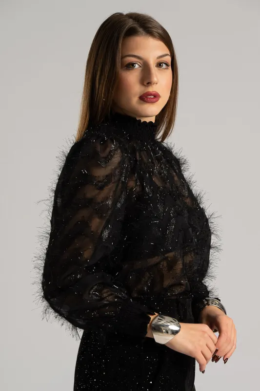 Blouse Honeycomb Neckline