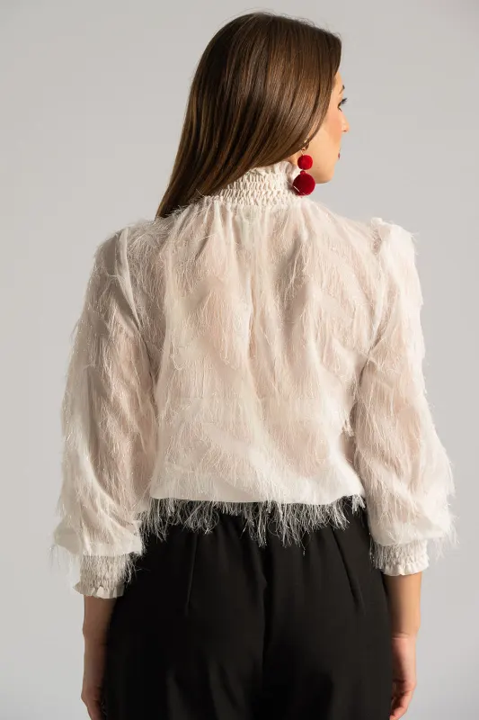 Blouse Honeycomb Neckline