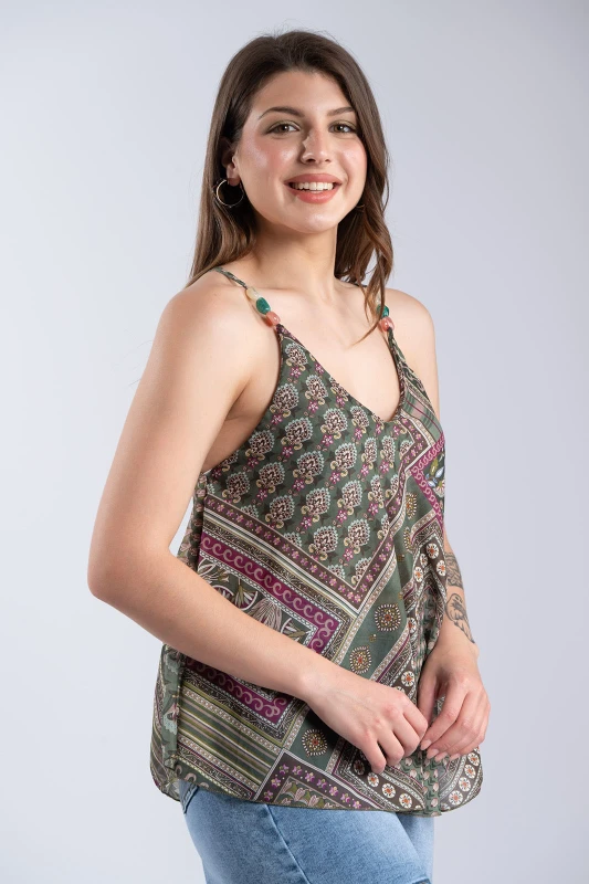 Μπλούζα Τιραντά Boho Εμπριμέ