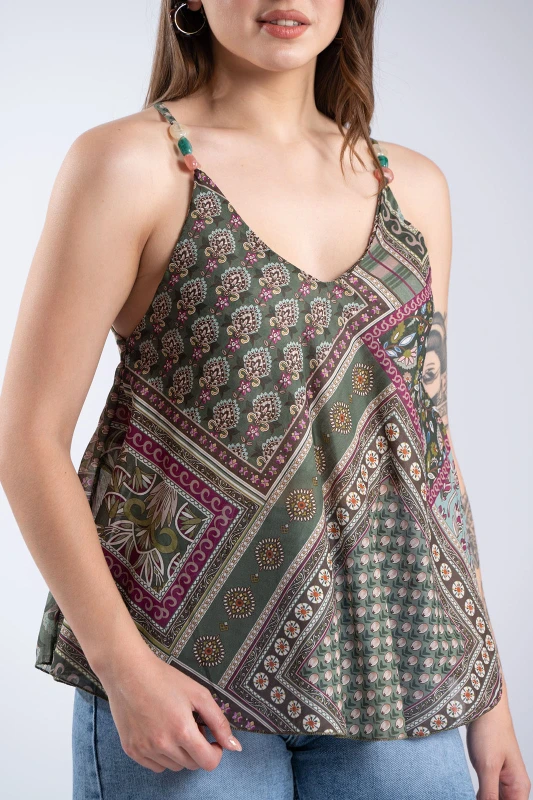 Μπλούζα Τιραντά Boho Εμπριμέ