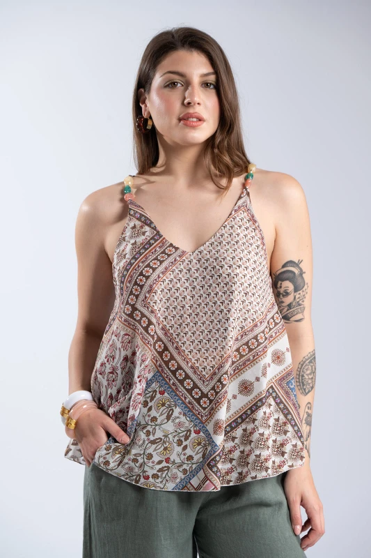 Μπλούζα Τιραντά Boho Εμπριμέ