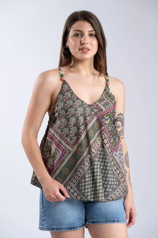 Μπλούζα Τιραντά Boho Εμπριμέ