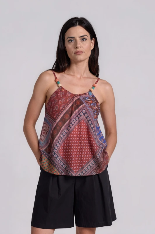 Μπλούζα Τιραντά Boho Εμπριμέ