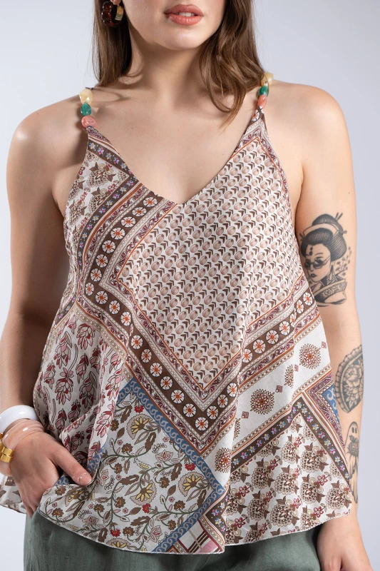 Μπλούζα Τιραντά Boho Εμπριμέ