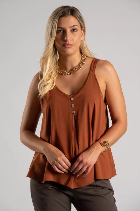 Blouse Strap Buttons Pleats