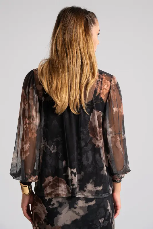 Blouse Tulle Transparency Floral